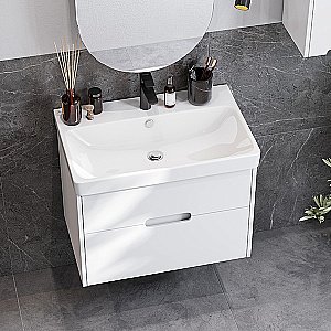 Тумба с раковиной Акватон Оливия 70 белая матовая для ванной в интернет-магазине Sanbest
