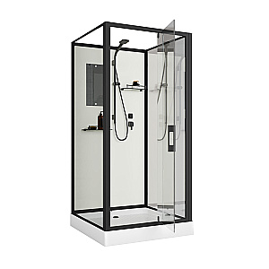 Душевая кабина Niagara Standart ST100/15Q/BL/BK 100х100 без крыши, профиль черный матовый/стекло прозрачное купить в интернет-магазине Sanbest