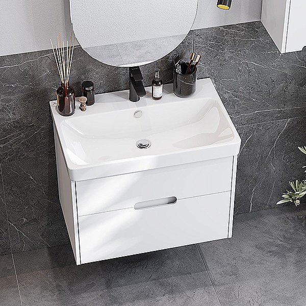 Тумба с раковиной Акватон Оливия 70 белая матовая для ванной в интернет-магазине Sanbest