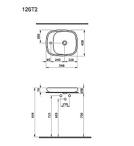 Раковина Ambassador Diamond 54 126T20001 белая купить в интернет-магазине Sanbest
