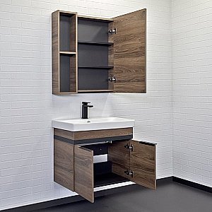 Зеркальный шкаф Comforty Соло-70 дуб тёмно-коричневый купить в интернет-магазине сантехники Sanbest