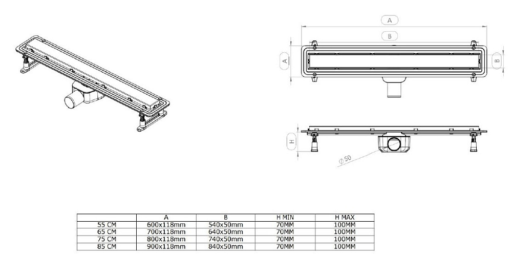 Душевой лоток Allen Brau Infinity 9.50002.SS 55 купить в интернет-магазине Sanbest