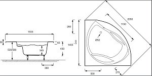 Ванна Jacob Delafon PRESQU'ILE Energy+ 145x145 купить в интернет-магазине Sanbest