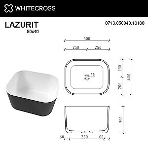 Раковина накладная WhiteCross Lazurit 50 0713.050040.10100 черная, белая купить в интернет-магазине Sanbest