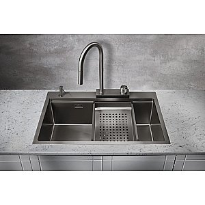 Мойка кухонная Milacio Denia 75 Steel MC.77429 вороненая сталь купить в интернет-магазине сантехники Sanbest