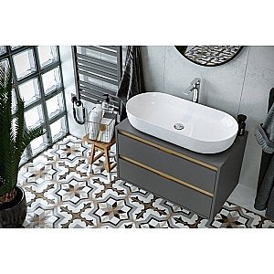 Тумба с раковиной Excellent TUTO MLEX.0104.800.GRBL 80 серый/дуб для ванной в интернет-магазине Sanbest