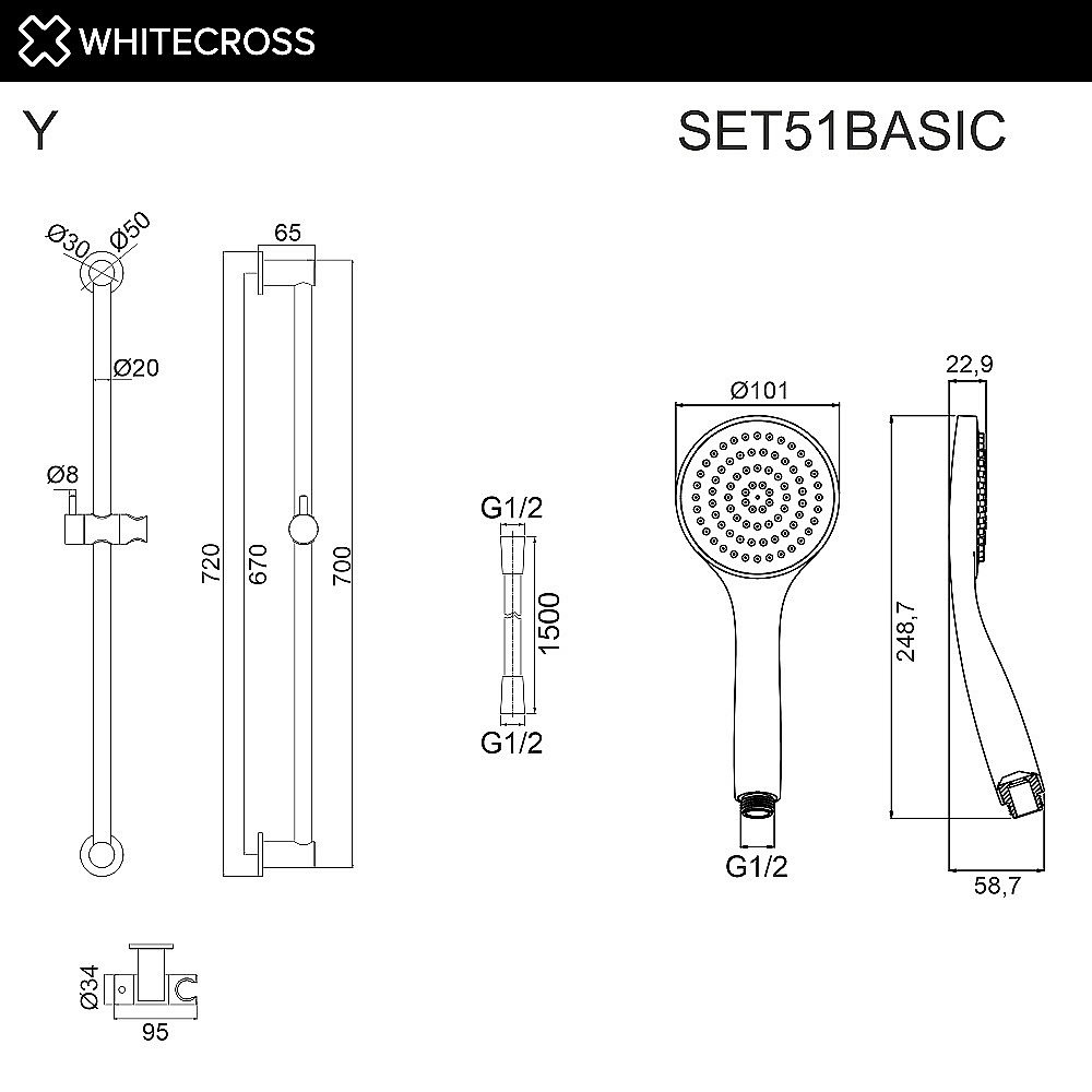 Душевой гарнитур WhiteCross SET51BASICCR хром купить в интернет-магазине сантехники Sanbest