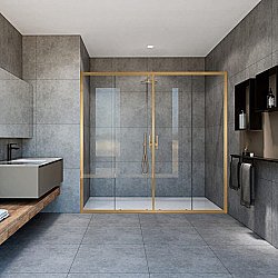 Душевая дверь Vincea Garda VDS-1G2170CLG 170 профиль брашированное золото/стекло прозрачное купить в интернет-магазине Sanbest