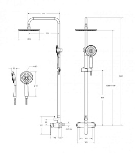 Душевая система Cezares STYLUS-CD-NOP черный матовый купить в интернет-магазине сантехники Sanbest