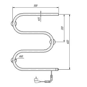 Полотенцесушитель электрический Domoterm М-образный DMT 107-25 60x50 EK хром купить в интернет-магазине сантехники Sanbest