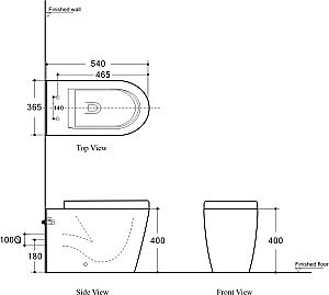 Приставной унитаз Aquanet Rimless Atago-F BL-104N-FST с крышкой микролифт, безободковый купить в интернет-магазине Sanbest