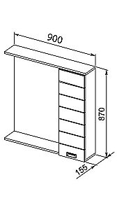 Зеркало со шкафом Aquanet Доминика 90 белое правое в ванную от интернет-магазине сантехники Sanbest