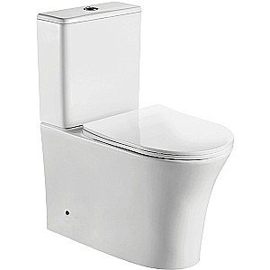 Унитаз напольный CeramaLux 1219A белый, безободковый, с бачком, с крышкой микролифт купить в интернет-магазине Sanbest