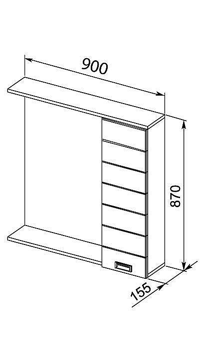 Зеркало со шкафом Aquanet Доминика 90 белое правое в ванную от интернет-магазине сантехники Sanbest