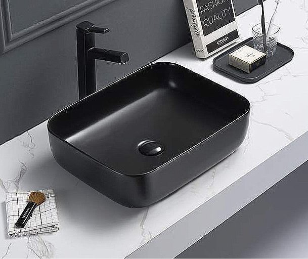 Раковина накладная Ceramalux NC 50 2105-1МВ черная матовая купить в интернет-магазине Sanbest
