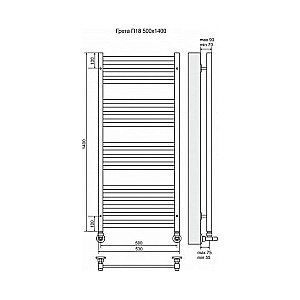 Полотенцесушитель водяной Terminus Грета П18 500x1400 купить в интернет-магазине сантехники Sanbest