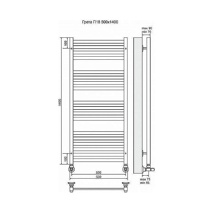 Полотенцесушитель водяной Terminus Грета П18 500x1400 купить в интернет-магазине сантехники Sanbest