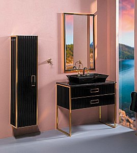 Тумба с раковиной Armadi Art Monaco 80 со столешницей черный с золотом для ванной в интернет-магазине Sanbest