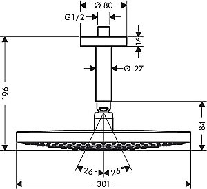 Верхний душ Hansgrohe RD Select S 300 2jet 27337400 белый/хром купить в интернет-магазине сантехники Sanbest