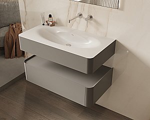 Тумба с раковиной Vincea Caprise 100 VMC-4CA100MLG/VCB-4CA100MWLG светло-серый матовый для ванной в интернет-магазине Sanbest