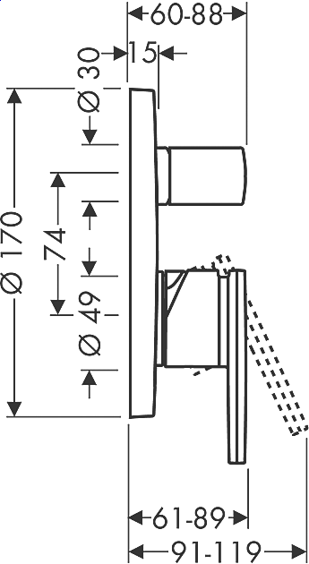 Смеситель для душа Axor Citterio 39455000 купить в интернет-магазине сантехники Sanbest