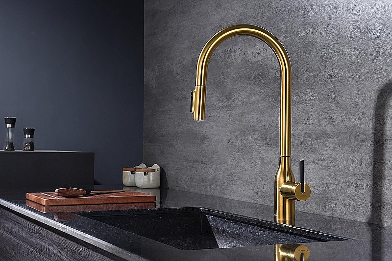 Смеситель для кухни Paulmark Universal Un213880-BG брашированное золото купить в интернет-магазине сантехники Sanbest