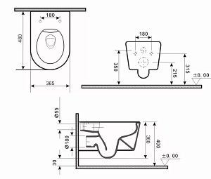 Унитаз подвесной Gid Tr2130bm черный матовый, с крышкой микролифт купить в интернет-магазине Sanbest