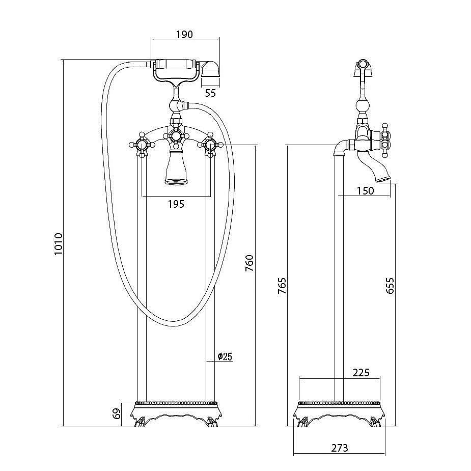 Смеситель для ванны ABBER Klassik AF8415G золото купить в интернет-магазине сантехники Sanbest