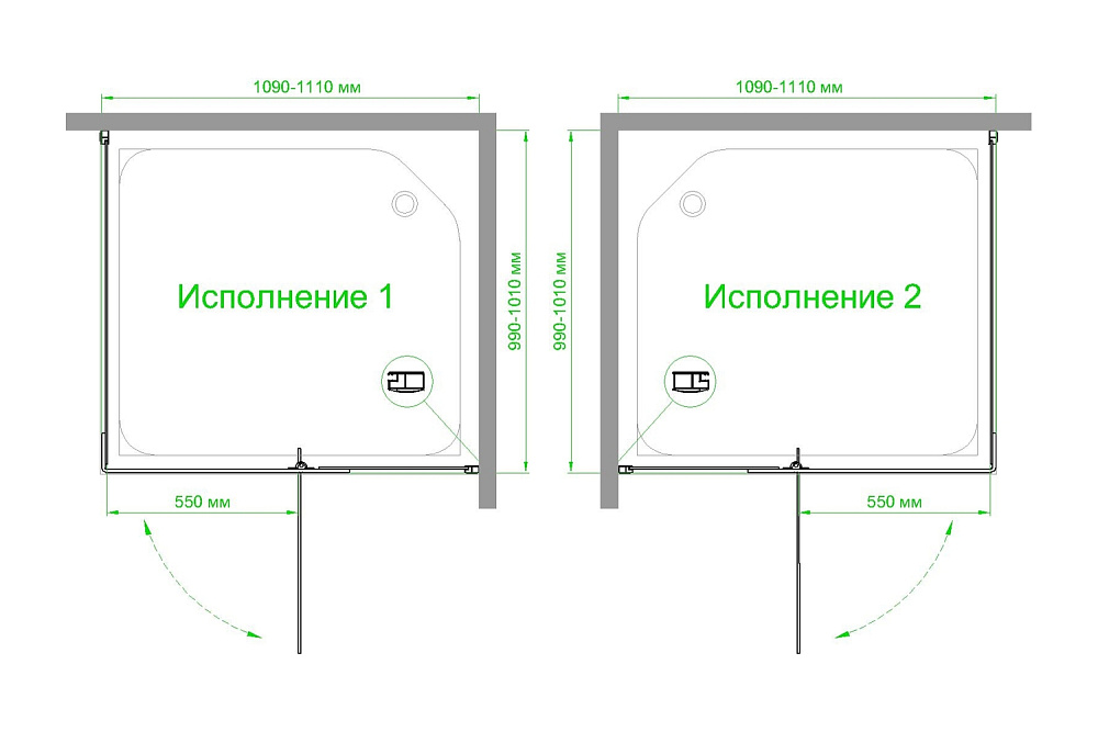 Душевой уголок Royal Bath HPVD RB1110HPVD-T-BL 110х100 прозрачное стекло/черный профиль купить в интернет-магазине Sanbest