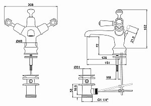 Смеситель для раковины Burlington Regent KER4-QT купить в интернет-магазине сантехники Sanbest