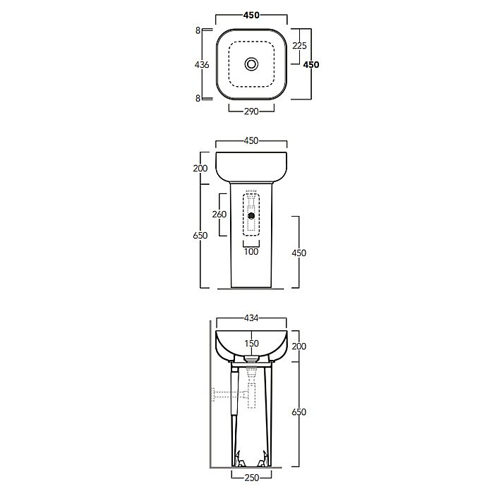 Раковина с пьедесталом Simas Balloon 45 квадратная купить в интернет-магазине Sanbest
