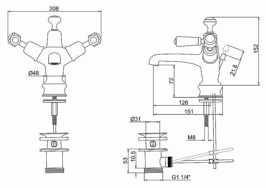 Смеситель для раковины Burlington Regent KER4-QT купить в интернет-магазине сантехники Sanbest