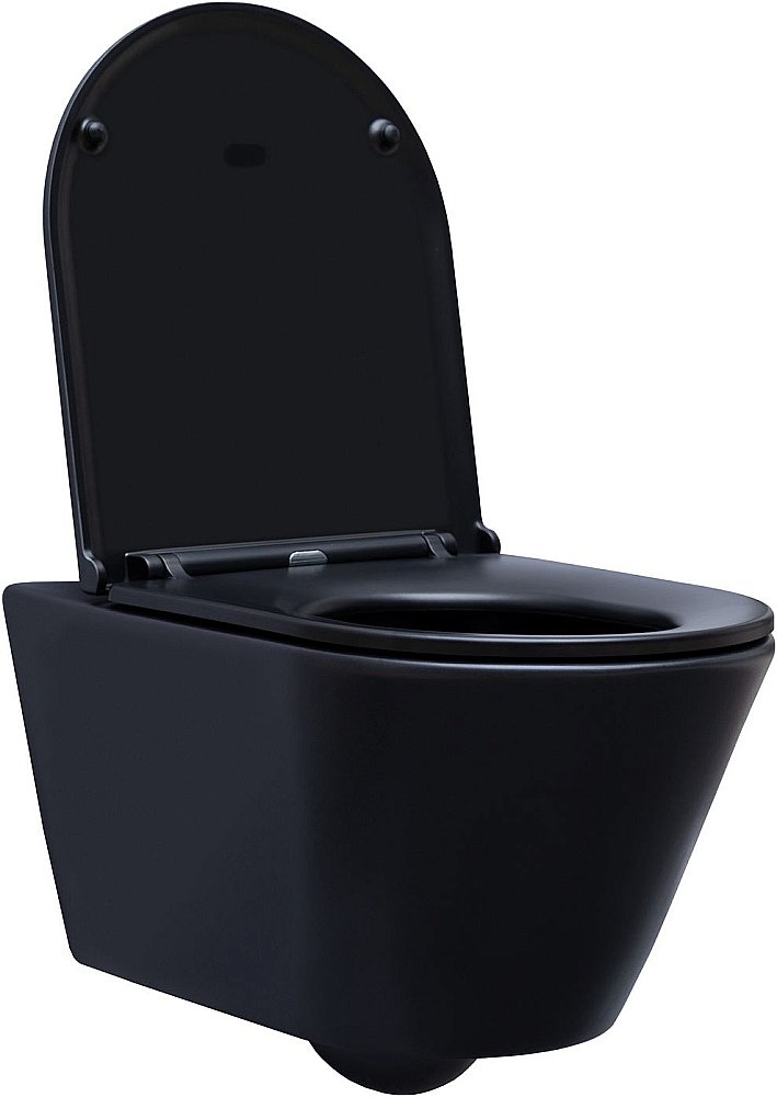 Унитаз подвесной Aquanet Lake черный матовый с крышкой микролифт, безободковый купить в интернет-магазине Sanbest