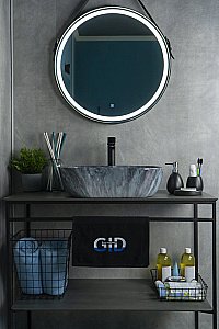 Раковина накладная Gid Geometrico 50 K397G124 54401 серый мрамор купить в интернет-магазине Sanbest