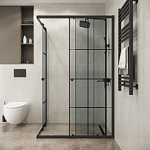 Душевой уголок Niagara Eco NG-1018-14QKL 100х80 профиль черный/стекло клетка купить в интернет-магазине Sanbest