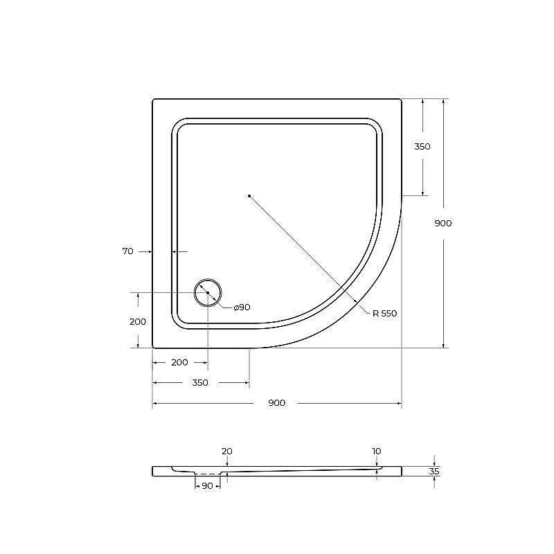 Душевой поддон Cezares TRAY-M-R-35-W 90х90 купить в интернет-магазине Sanbest