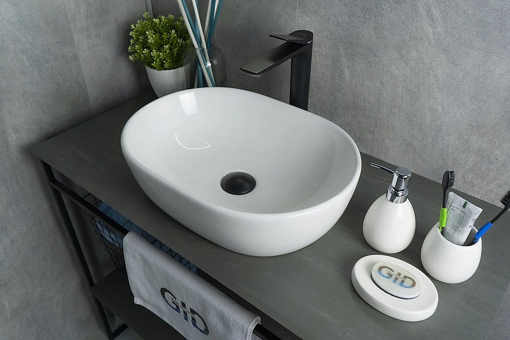 Раковина накладная Gid Lago 48 N9026b 51113 белая купить в интернет-магазине Sanbest