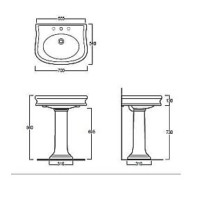 Раковина на пьедестале SIMAS Lante LA10 70 купить в интернет-магазине Sanbest