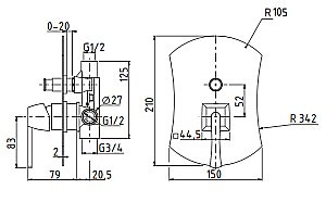 Смеситель скрытого монтажа с девиатором Migliore Opera ML.OPR-6072 хром купить в интернет-магазине сантехники Sanbest