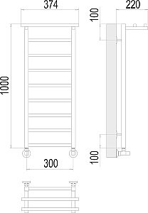 Полотенцесушитель водяной с полочкой Terminus Контур П9 300х1000 купить в интернет-магазине сантехники Sanbest