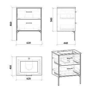 Тумба с раковиной Grossman НЕРО 106504 65 альпийский дуб для ванной в интернет-магазине Sanbest