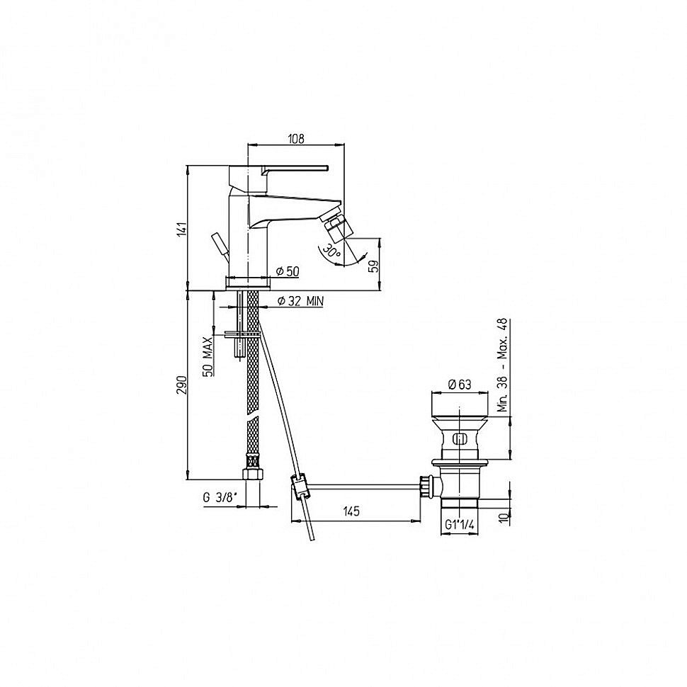 Смеситель для биде PAINI Le Mans 90CR3062SKM хром купить в интернет-магазине сантехники Sanbest