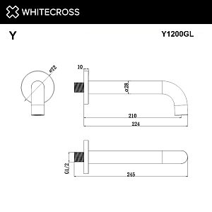 Излив WhiteCross Y Y1200GL золото купить в интернет-магазине сантехники Sanbest