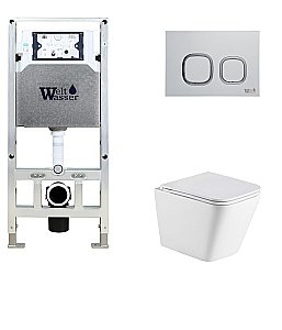 Унитаз подвесной WeltWasser AMBERG 506 ST + GELBACH 043 MT-WT + AMBERG RD-WT белый матовый, безободковый, с крышкой микролифт, слив-торнадо, с инсталляцией и белой кнопкой купить в интернет-магазине Sanbest