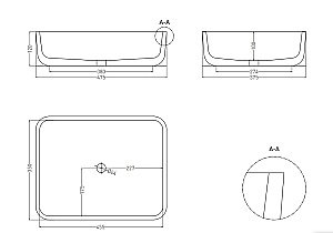Раковина накладная Salini Gloria 09 1102209M 47,5 из искусственного камня S-Stone, белая матовая купить в интернет-магазине Sanbest