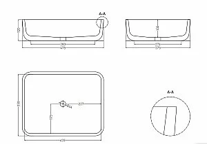 Раковина накладная Salini Gloria 09 1102209M 47,5 из искусственного камня S-Stone, белая матовая купить в интернет-магазине Sanbest