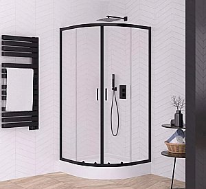 Душевой уголок NEW TRENDY SUVIA BLACK K-3563 90 x90 стекло прозрачное/профиль черный купить в интернет-магазине Sanbest