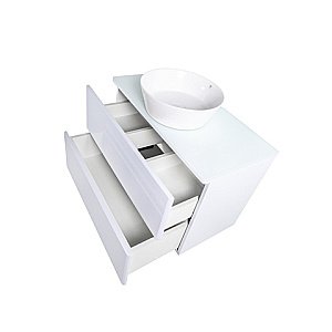 Тумба с раковиной Orange Otto Ot-75TuGLASS+B08-360W 75 белая для ванной в интернет-магазине Sanbest