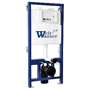 Унитаз с инсталляцией WeltWasser BAMBERG 525+HOFBACH 041 GL-WT+BAMBERG WT белый/кнопка белая, безободковый, с крышкой микролифт, слив торнадо купить в интернет-магазине Sanbest