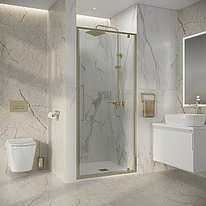 Душевая дверь Niagara Nova NG-45-10ASG 100 прозрачная/профиль брашированное золото купить в интернет-магазине Sanbest